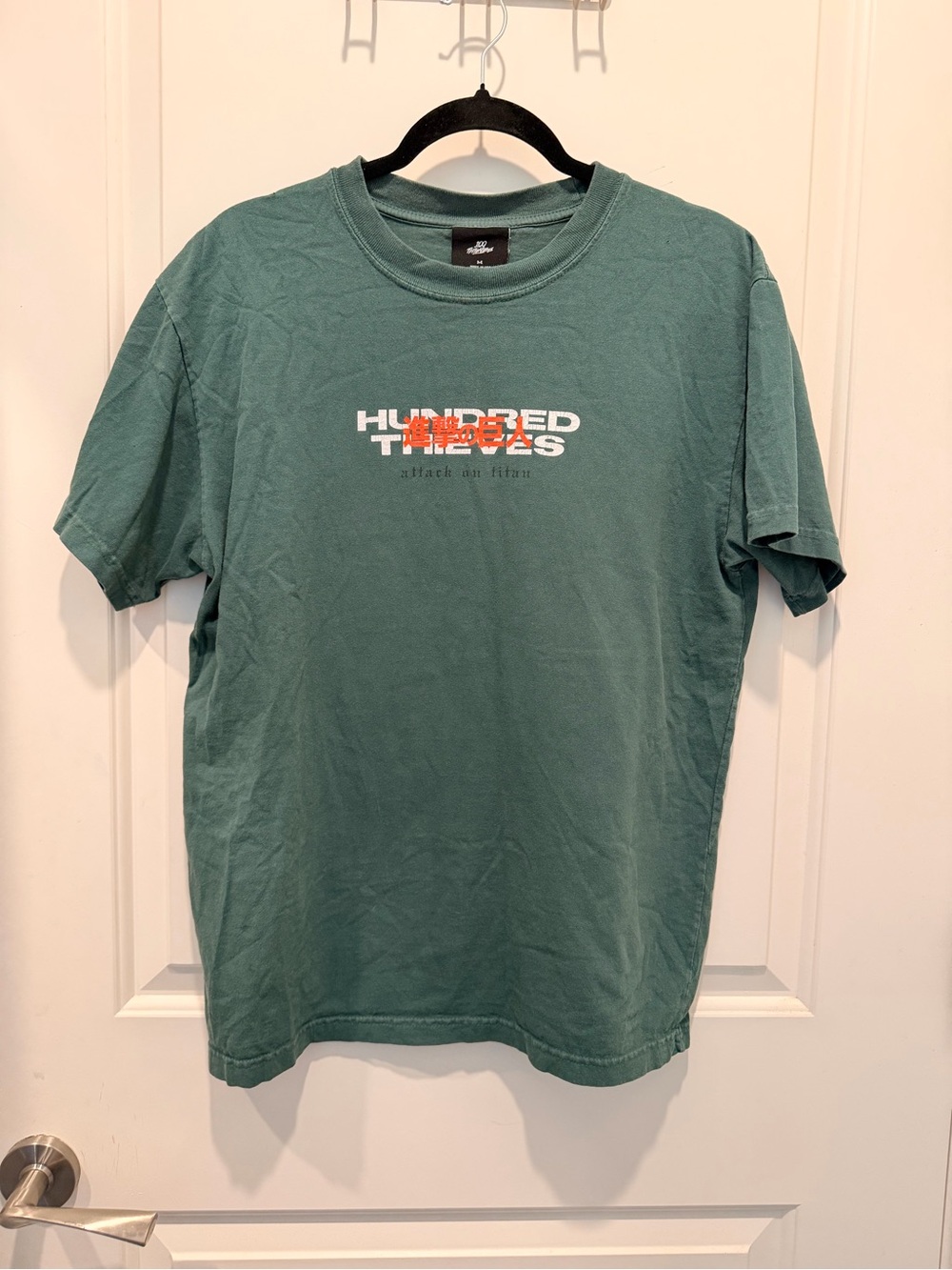 100 Thieves × Attack On Titan Green T-Shirt Size M